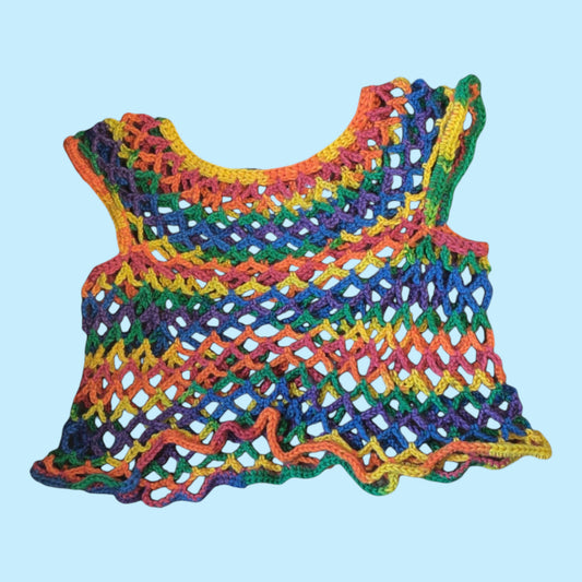 Pride Mesh Crop Top- Rainbow Medium